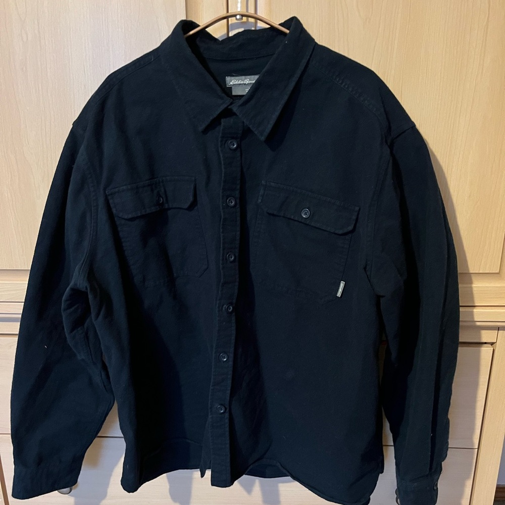 Eddie Bauer Shirt Mens XXL Navy Blue Chamois Shirt